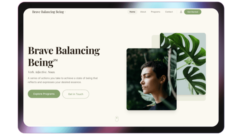 Brave Balancing Being website design
